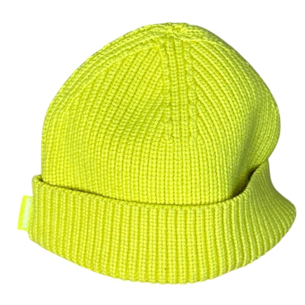 Lululemon Close Fit Wool Blend Ribbed Knit Beanie Electric Lemon Yellow Sz S/M